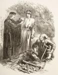 Hamlet holds the skull of Yorick, illustration of Act V, Scene I in Hamlet, from 'The Illustrated Library Shakespeare', published London 1890 (litho)