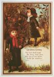 Two Victorian Children Collecting Autumn Berries and Mistletoe