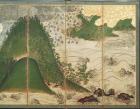 Spring Landscape with Sun, part of a six panel folding screen (colour on paper) (see 216549)