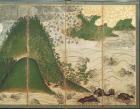 Spring Landscape with Sun, part of a six panel folding screen (colour on paper) (see 216549)