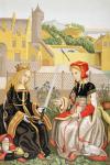 St. Catherine of Alexandria and St. Agnes of Rome, after a work attributed to Marguerite van Eyck, from 'Les Arts au Moyen Age', published 1873 (colour litho)