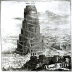 The Tower of Babel, 1679 (engraving) (b/w photo)