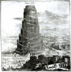 The Tower of Babel, 1679 (engraving) (b/w photo)