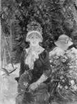 Young Woman in a Garden, 1883 (oil on canvas) (b/w photo)