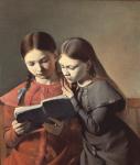 The Artist's Sisters Signe and Henriette Reading a Book, 1826 (oil on canvas)