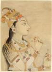 Idealized Portrait of the Mughal Empress Nur Jahan (opaque watercolour and gold on paper)