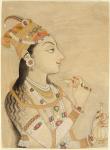 Idealized Portrait of the Mughal Empress Nur Jahan (opaque watercolour and gold on paper)