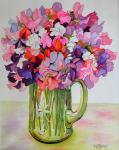 Sweet Peas in a Glass Jug,2011 (watercolour)