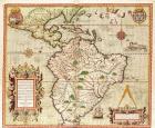 Map of Central and South America, from 'Americae Tertia Pars..', 1562 (coloured engraving)