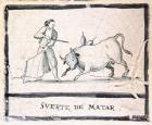 Bullfight scene on an antique tile - The Killing Stage (ceramic)