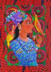 Maharani with two birds, 2012, (oil on canvas)