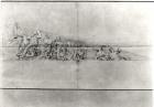 Study of the frieze from a pediment of the Parthenon (pencil on paper) (b/w photo)