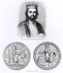 Edward II (1284-1327) drawn from the Tomb at Gloucester, and the Great Seal (engraving) (b/w photo)