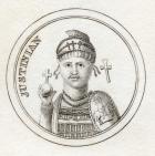 Justinian I, from 'Crabb's Historical Dictionary', published 1825 (litho)