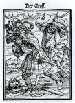 Death and the Count, from 'The Dance of Death', engraved by Hans Lutzelburger, c.1538 (woodcut) (b/w photo)