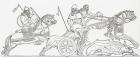 Hunting wild bull in ancient Assyria. From The Imperial Bible Dictionary, published 1889.