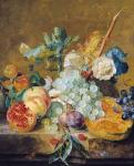 Flowers and Fruit (oil on canvas)