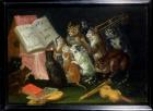 A Musical Gathering of Cats (oil on canvas)