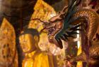 Hong Kong, China. Buddha and dragon at Ten Thousand Buddhas Monastery at Pai Tau Tsuen, Sha Tin in the New Territories.
