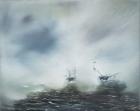 Discovery Clearing in sea mist Scott en route to Antarctica January 1902. 2014, (Oil on Canvas)