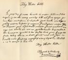 Sample of the handwriting of Miguel Saavedra de Cervantes in a letter written by him to Archbishop of Toledo March 26, 1616. Miguel Saavedra de Cervantes, 1547-1616. Spanish writer, author of Don Quixote de la Mancha.