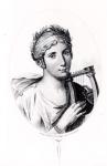 Portrait of Sappho (engraving) (b/w photo)