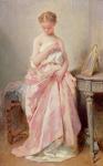 Girl in a pink dress (oil on canvas)