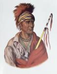 Notchimine or No Heart, an Iowa Chief, 1837, illustration from 'The Indian Tribes of North America, Vol.2', by THomas L. McKenney and James Hall, pub. by John Grant (colour litho)