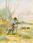 The Wolf as a Shepherd, from the 'Fables' by Jean de La Fontaine (1621-95) (colour litho)