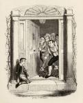 Oliver Twist at Mrs Maylie's door, from 'The Adventures of Oliver Twist' by Charles Dickens (1812-70) 1838, published by Chapman & Hall, 1901 (engraving)