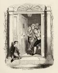 Oliver Twist at Mrs Maylie's door, from 'The Adventures of Oliver Twist' by Charles Dickens (1812-70) 1838, published by Chapman & Hall, 1901 (engraving)