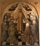 St. Francis Giving the Rule to his Disciples, panel from the Pala di Rocca (tempera & gold leaf on panel)
