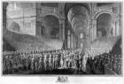 Thanksgiving service in St.Paul's Cathedral, celebrating the recovery of King George III, 23rd April 1789 (engraving) (b/w photo)