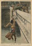 On the brink of suicide, illustration from 'Le Petit Journal', supplement illustre, 19th June 1910 (colour litho)