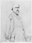 Portrait of the painter Hippolyte Flandrin, 1844 (graphite on paper) (b/w photo)