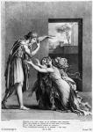 Andromache at the feet of Pyrrhus, illustration from Act III Scene 7 of 'Andromaque' by Jean Racine (1639-99) engraved by Henri Marais (b. c.1768) (engraving) (b/w photo)