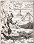 The River Fisherman, after a 16th century illustration drawn and engraved by Jost Amman (1539-91) from 'Le Moyen Age et La Renaissance' by Paul Lacroix (1806-84) published 1847 (litho)