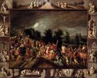 The Road to Calvary, Depicted in the Central Panel and Scenes from the Crucifixion and Resurrection on the Frame (oil and grisaille on panel)
