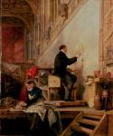 Daniel Maclise (1806-70) painting his mural 'The Death of Nelson' in the House of Lords, 1865