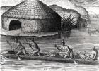 Florida Indians Storing their Crops in the Public Granary, from 'Brevis Narratio', engraved by Theodore de Bry (1528-98) 1591 (engraving) (b&w photo) (see also 223434)