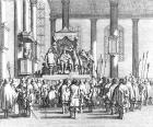 Charles II (1630-85) Crowned at Scone, 1651 (engraving) (b&w photo)