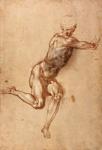 A seated male nude twisting around, c.1505 (pen & ink with wash on paper)