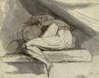 Woman Sitting, Curled up, after 1778 (Pencil, pen, brown ink and grey wash)