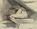 Woman Sitting, Curled up, after 1778 (Pencil, pen, brown ink and grey wash)