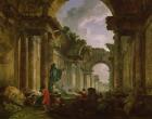 Imaginary View of the Grand Gallery of the Louvre in Ruins, 1796 (oil on canvas)