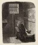 Fagin in the condemned cell, from 'The Adventures of Oliver Twist' by Charles Dickens (1812-70) 1838, published by Chapman & Hall, 1901 (engraving)