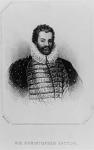 Portrait of Sir Christopher Hatton (1540-91) from 'Lodge's British Portraits', 1823 (engraving) (b/w photo)