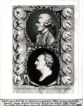 Portraits of the Encyclopaedists Jean Le Rond d'Alembert (1717-83) and Denis Diderot (1713-84) 1751-72 (engraving) (b/w photo)