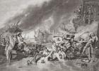 The Battle of La Hogue, Destruction of the French fleet, May 22, 1692, from `Illustrations of English and Scottish History' Volume II (engraving)