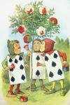 The Playing Cards Painting the Rose Bush, illustration from 'Alice in Wonderland' by Lewis Carroll (1832-9) (colour litho)